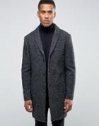 Jack & Jones Premium Overcoat In Wool Mix - Gray