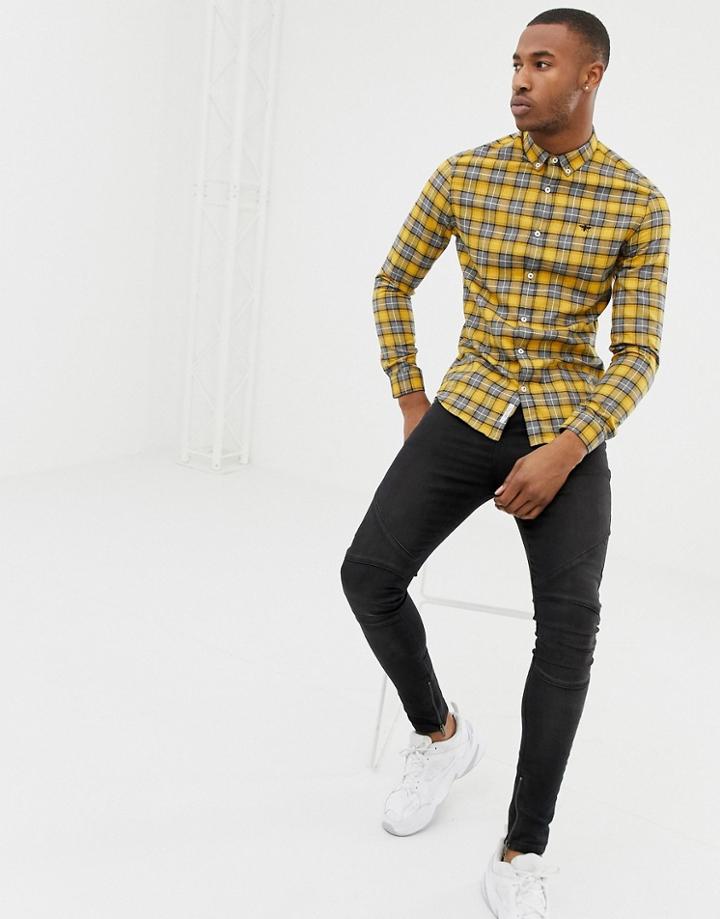 River Island Shirt In Mustard And Gray Check