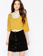 Sister Jane Arizona Top With Crochet Detail - Mustard