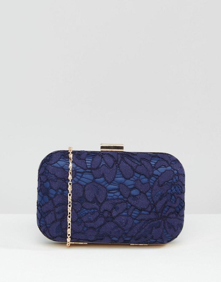 Little Mistress Lace Clutch Bag - Navy