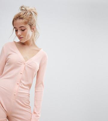Hey Peachy Ribbed Jersey Romper - Pink