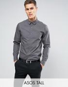 Asos Tall Regular Fit Shirt In Charcoal - Gray