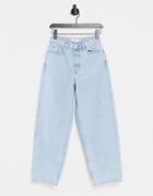 & Other Stories Major Cotton High Waist Tapered Leg Jeans In Stone Blue - Mblue-blues