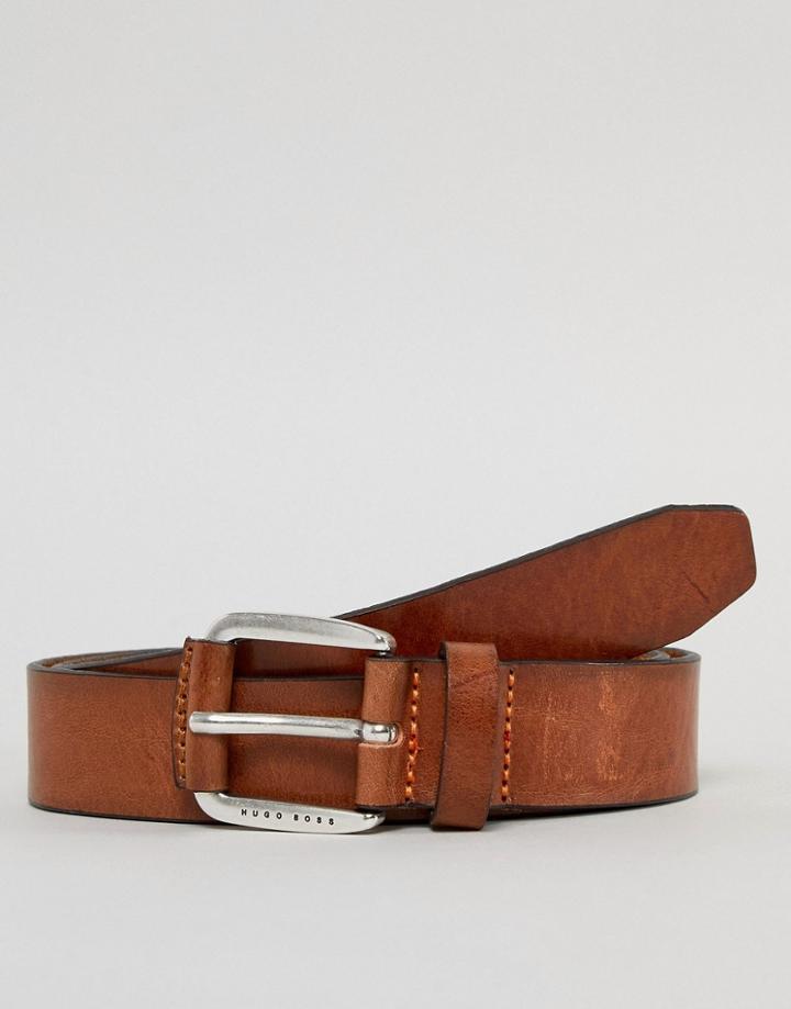 Boss Jago Leather Belt In Tan - Tan