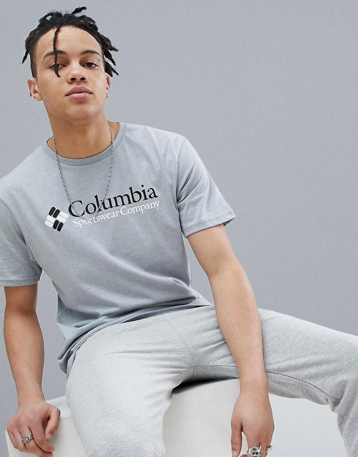 Columbia Logo T-shirt In Gray Marl - Gray