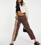 Collusion Unisex Spliced Plaid Straight Leg Pants-multi