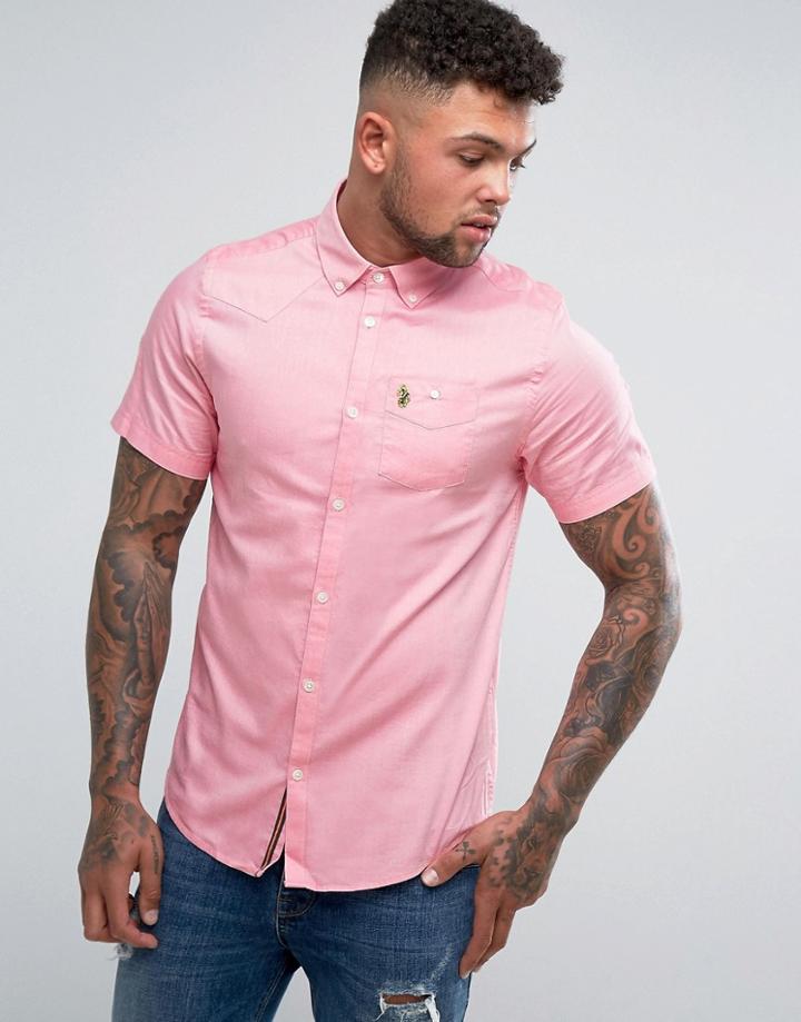Luke 1977 Sports Oxford Stretch Short Sleeve Shirt - Pink