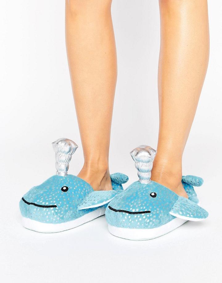 Asos Nessie Whale Slippers - Blue