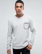 Solid Sweatshirt With Pocket Taping - Gray