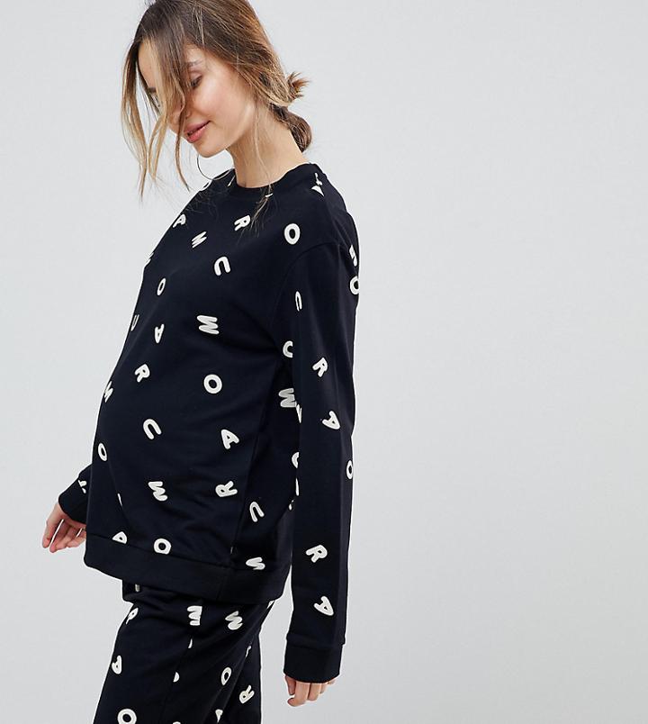 Asos Design Maternity Lounge Multi Letter Sweat - Black