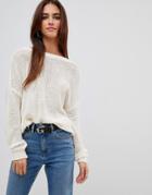 Missguided Plunge V Back Knitted Sweater - Cream