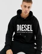 Diesel S-division Large Logo Hoodie In Black - Black