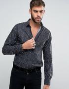 Noose & Monkey Skinny Shirt In Print - Black