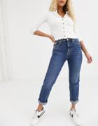 River Island Mom Jeans In Dark Blue Authentic