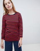 Only Anya 3/4 Sleeve Striped Sweatshirt - Navy