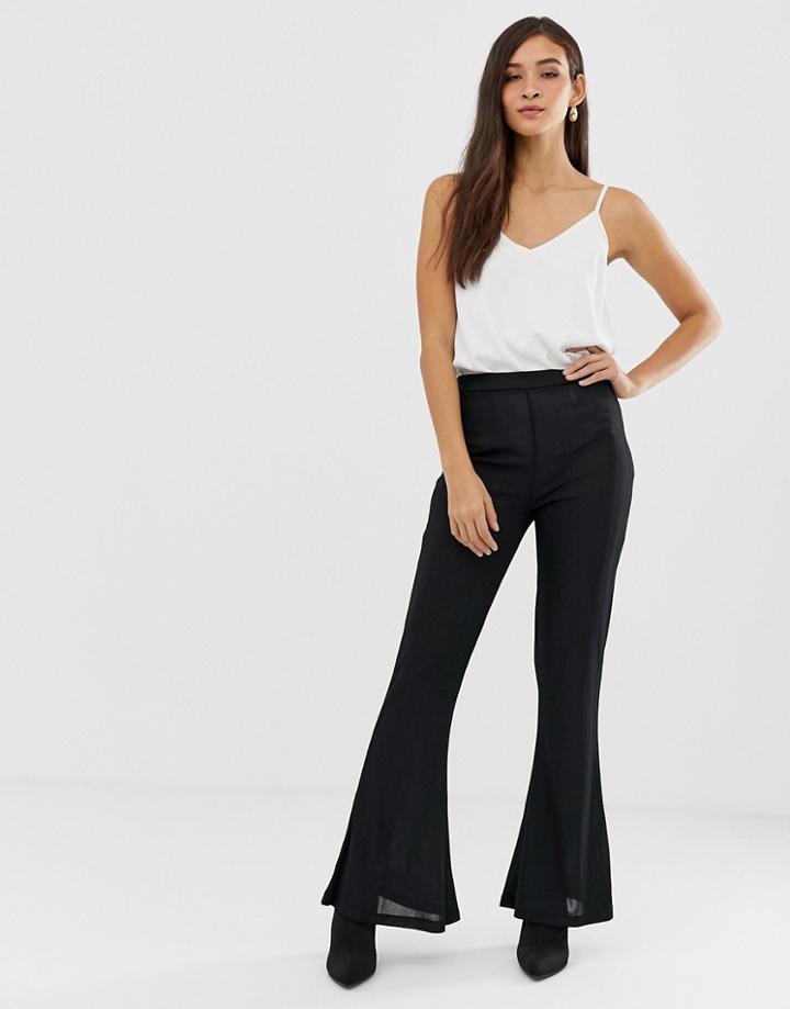 Vila Textured Flare Pants - Black