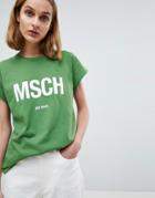 Moss Copenhagen Boyfriend T-shirt With Front Logo - Green