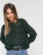 Jdy Knitted Sweater With High Neck In Dark Green