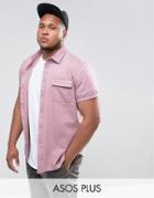 Asos Plus Regular Fit Twill Shirt In Pink - Purple
