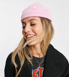 Reclaimed Vintage Inspired Recycled Logo Beanie In Pink