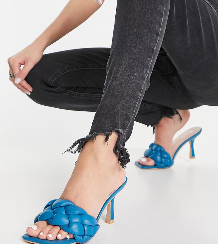 Raid Wide Fit Sandra Braided Mules In Teal-blues