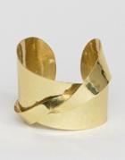 Asos Statement Hammered Cuff Bracelet - Gold