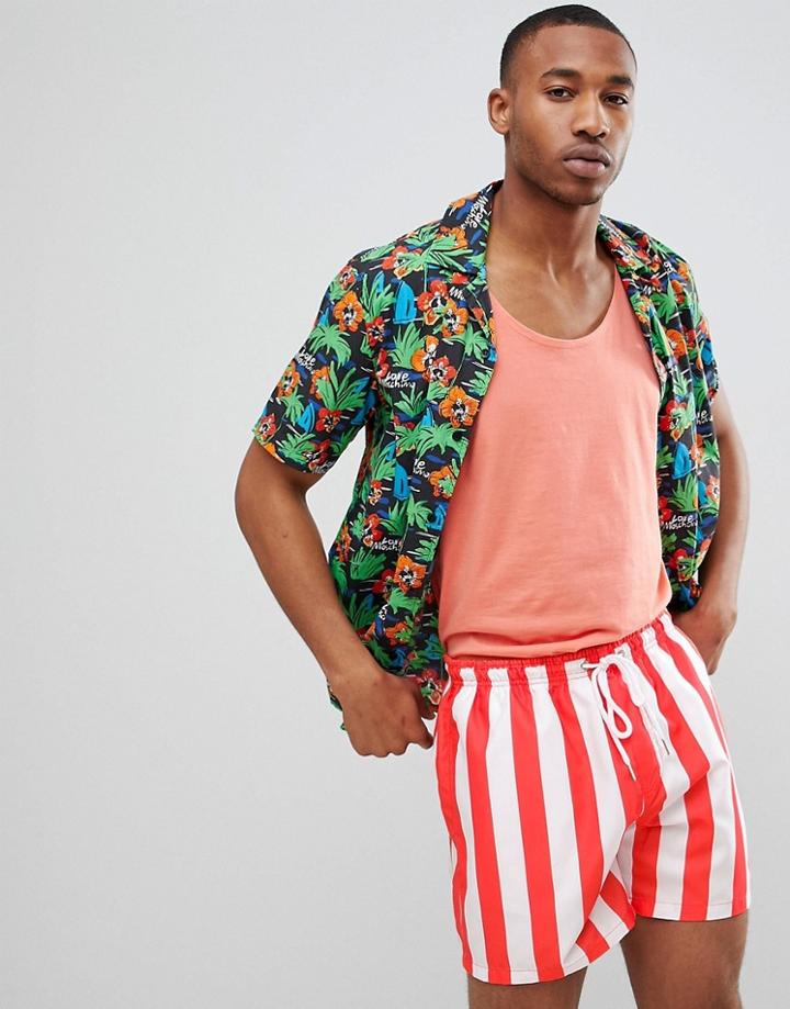 Dock & Bay Stripe Swim Shorts In Red - Red
