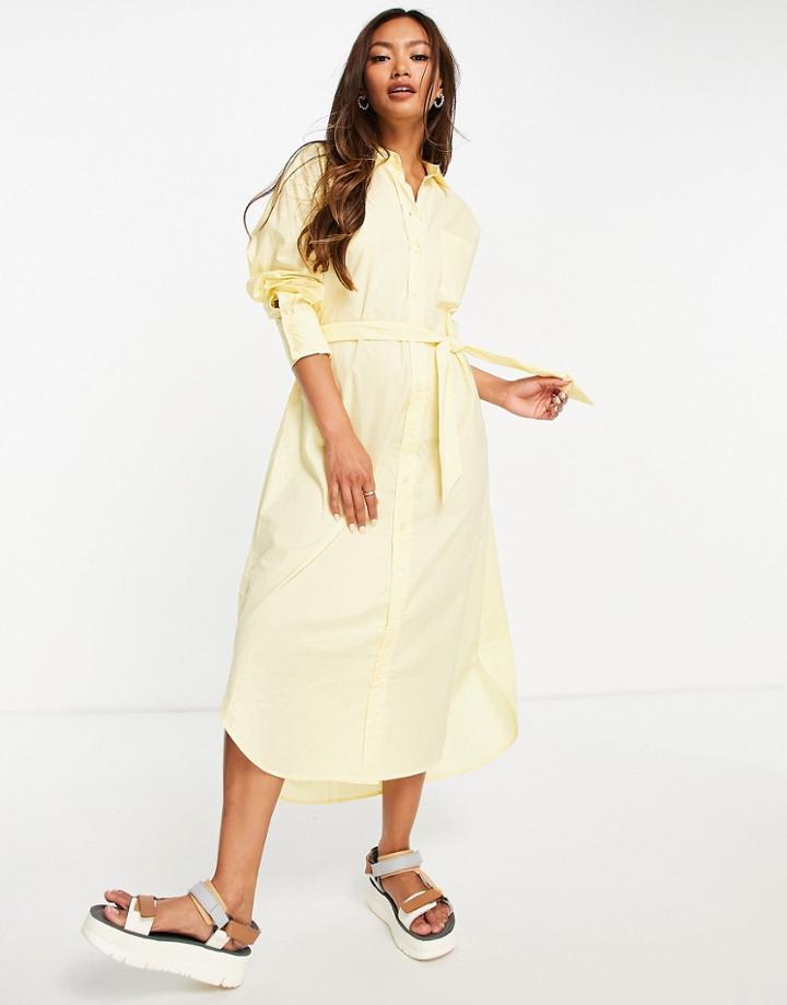 Mango Oversized Shirt Dress In Yellow