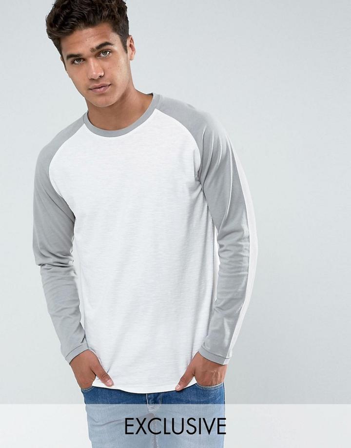Jack & Jones Originals Long Sleeve T-shirt With Contrast Raglan Sleeve - White