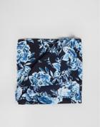 Asos Pocket Square With Floral Design In Navy - Navy