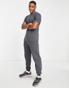 River Island Slim T-shirt & Sweatpants Set In Gray-grey