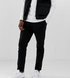 Asos Design Tall Slim Chinos With Elastic Waist In Black - Black
