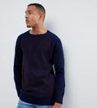 Another Influence Tall Waffle Front Sweater - Navy