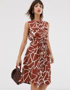 Y.a.s Sleeveless Abstract Print Dress With Utility Pockets - Green