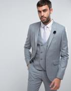 Asos Wedding Slim Suit Jacket In Light Gray 100% Merino Wool - Gray