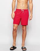 Asos Mid Length Swim Shorts In Red - Red