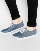 Asos Oxford Sneakers In Blue Chambray - Blue