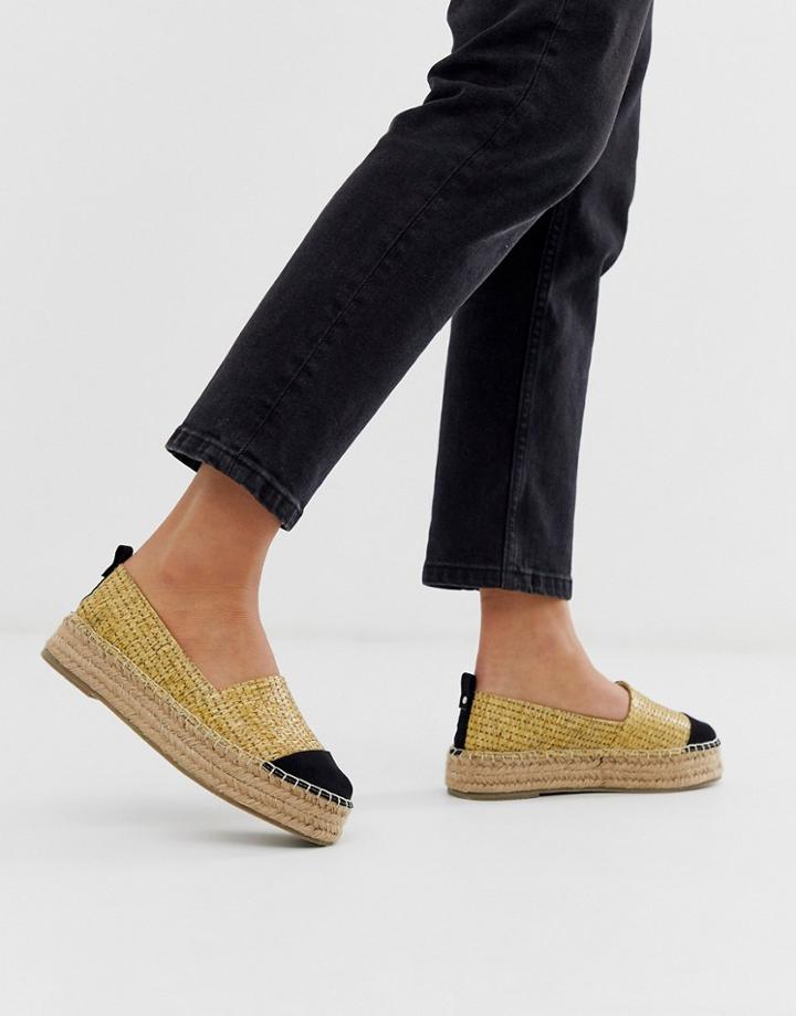 Asos Design Julee Flatform Espadrilles In Natural Weave - Beige