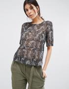 Vero Moda Kell Printed Peplum Blouse - Gray