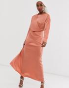 Asos Design Wrap Detail Maxi Dress - Orange