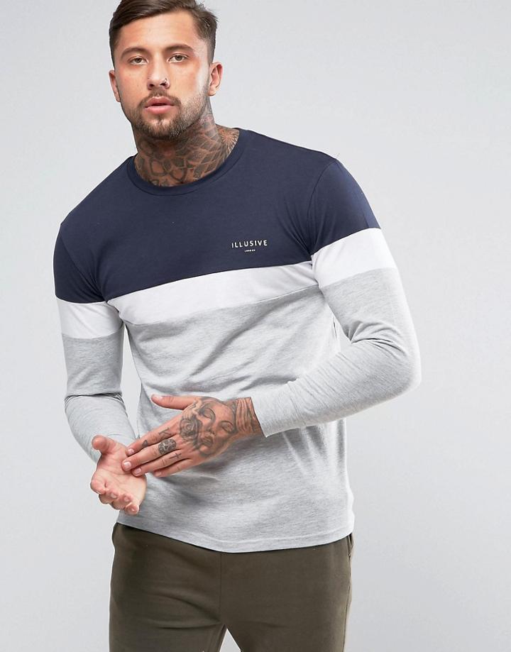 Illusive London Long Sleeve T-shirt In Muscle Fit - Gray