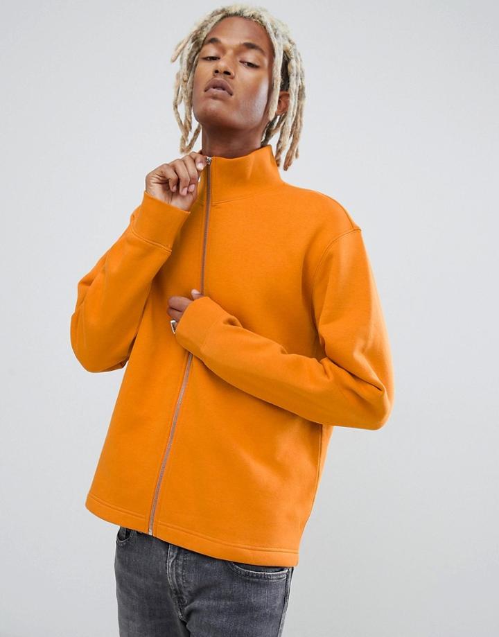Weekday Greg Zip Sweatshirt Orange - Orange