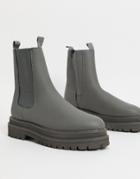 Asos Design Chelsea Calf Boots In Gray Faux Leather-grey