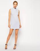 Asos Shift Dress In Scuba With High Neck - Violet