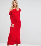 Asos Tall Salsa One Shoulder Maxi Dress - Red