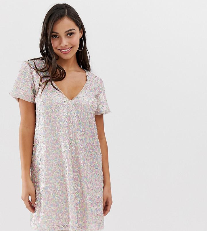 Tfnc Petite Sequin Shift Dress In Multi