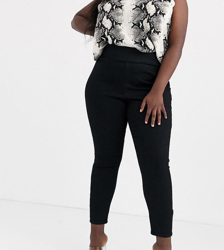 Asos Design Curve Rivington Highwaisted Pull On Jegging In Clean Black Wash