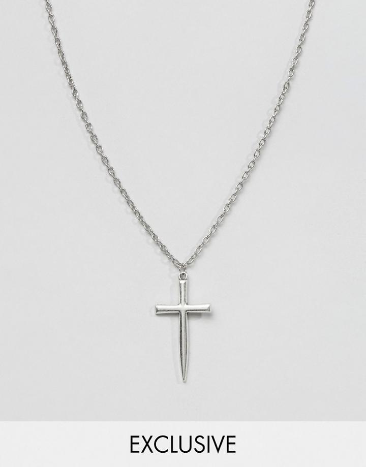 Reclaimed Vintage Inspired Cross Necklace - Silver