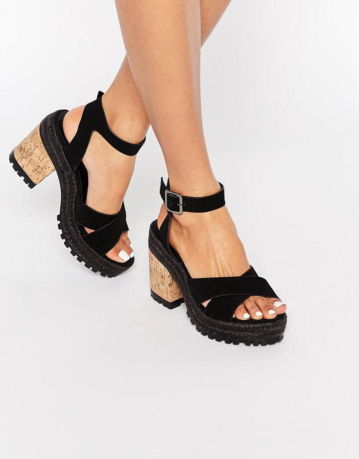 Asos Take It On Chunky Heeled Sandals - Black