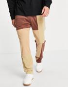 Liquor N Poker Straight Leg Sweatpants In Brown Polar Fleece With Tonal Paneling - Part Of A Set